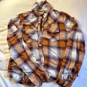Orange Flannel Shirt by Pol, sz M